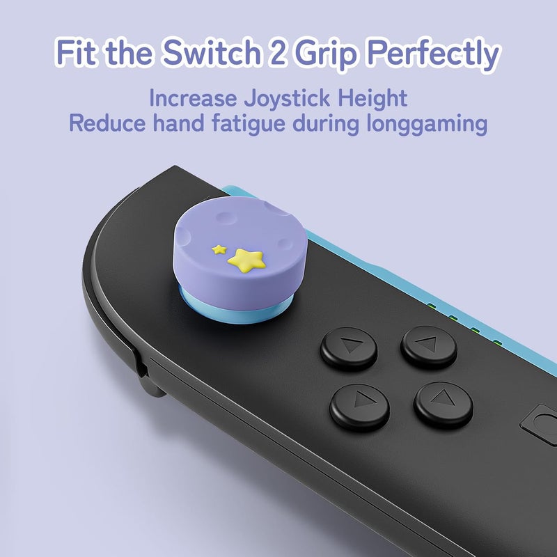 GEEKSHARE Silicone Joystick Thumb Grip Caps Compatible with Nintendo Switch 2025, Soft Joystick Cover Caps for Switch 2, 4PCS - Purple Planet - Image 3